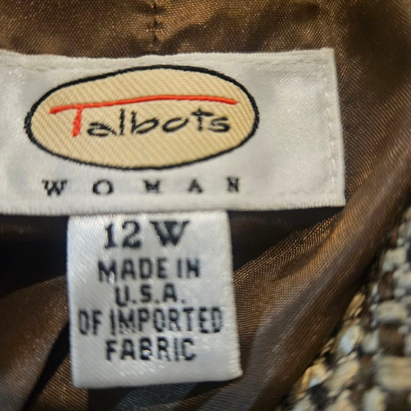 Women's Talbots Brown & Black Tweed Blazer Jacket 12W - Picture 2 of 9